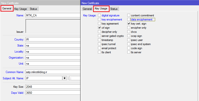 CA Server (راه اندازی SSTP-VPN در میکروتیک)