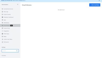 آموزش کار با سرویس چت سازمانی rocket.chat - تب Email Inboxes