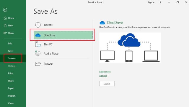 ذخیره سازی و باز کردن فایل ها با گزینه های OneDrive