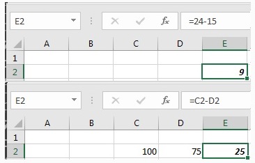 جمع و تفریق در Excel