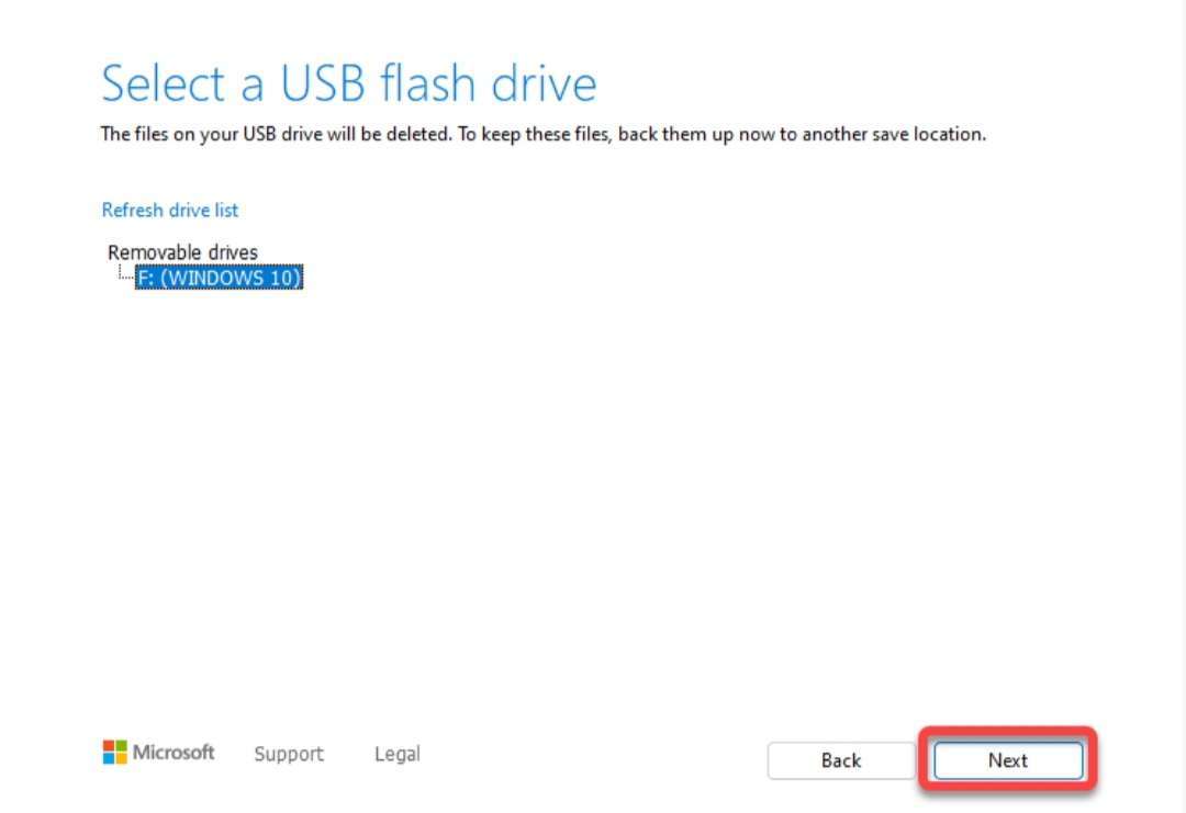 select USB flash drive 