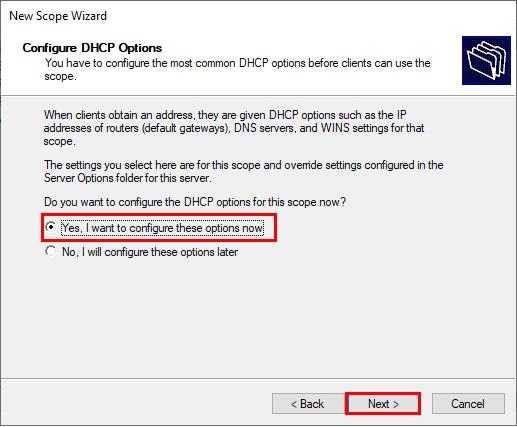 onfigure your DHCP scope