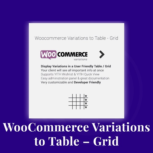 افزونه Variations to Table – Grid | افزونه نمایش جزئیات محصول در ووکامرس