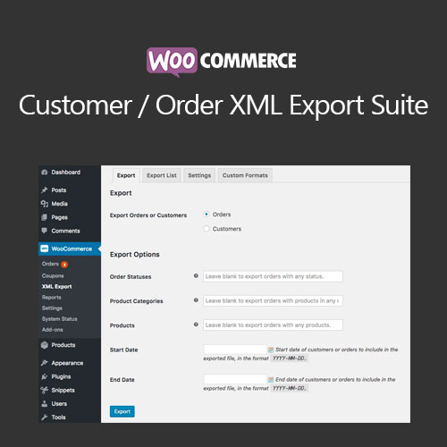 افزونه سفارشات و کوپن های ووکامرس | افزونه Customer/Order XML Export Suite